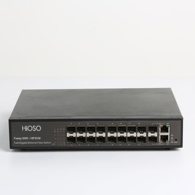 Hioso ফাইবার সুইচ 16 +2 কম্বো আপলিংক AC100V অপটিক সুইচ সমর্থন ওয়েব Snmp নিরাপত্তা ইলেকট্রনিক পাওয়ার