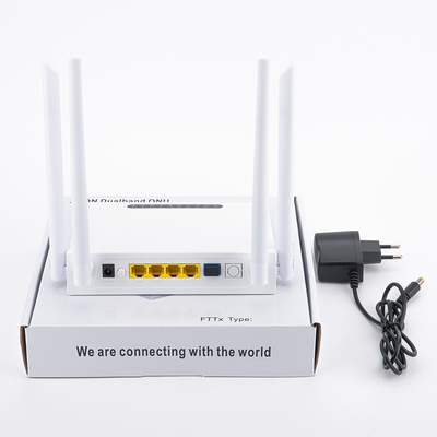 FTTH FTTO সমাধানের জন্য HiOSO ডুয়াল ব্যান্ড ONU 4GE WIFI প্লাস্টিক কেসিং XPON ONU